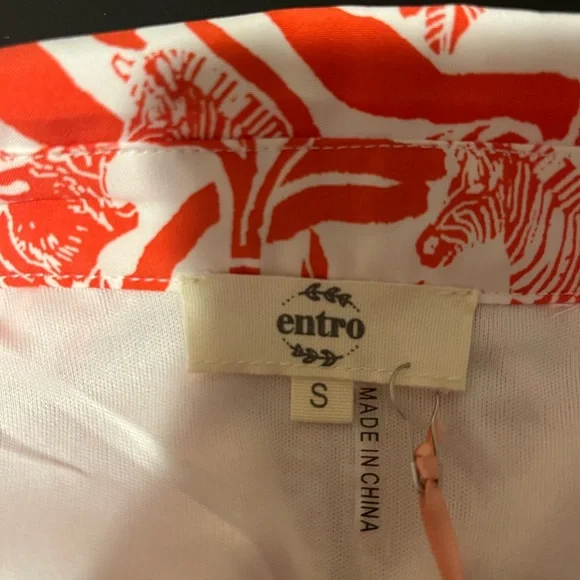Entro Vibrant Orange Tropical Print Dress Size Small NWT - Picture 5 of 7